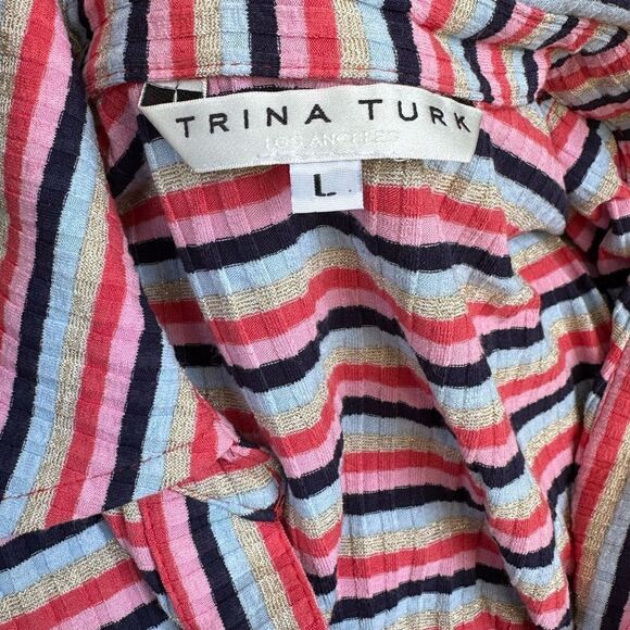 🏷️Trina Turk Blossom Nishi ribbed shirt Large - Picture 5 of 9
